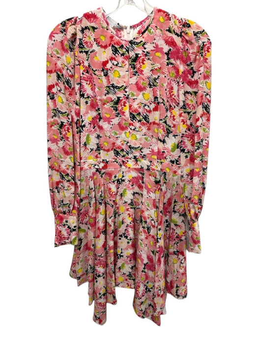 Stella McCartney Size 38 Pink & Black Silk Floral Scribble keyhole front Dress Pink & Black / 38
