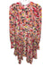 Stella McCartney Size 38 Pink & Black Silk Floral Scribble keyhole front Dress Pink & Black / 38