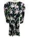 Borgo De Nor Size 6 Black, Green & White Cotton Botanical Print V Neck Dress Black, Green & White / 6