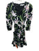 Borgo De Nor Size 6 Black, Green & White Cotton Botanical Print V Neck Dress Black, Green & White / 6