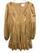 Cinq a Sept Size 2 Tan Cotton Blend U Neck Long Balloon Sleeve Tiered Dress Tan / 2