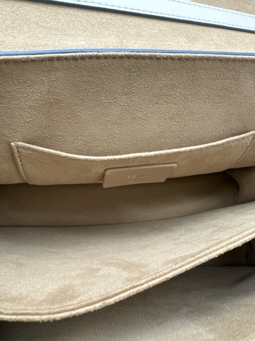 Fendi White Leather Scalloped Silver Tone Hardware Flap Top Shoulder Bag White