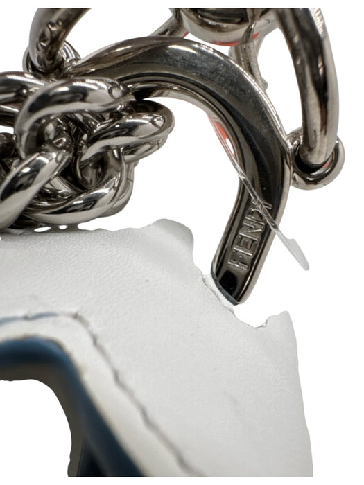 Fendi White Leather Scalloped Silver Tone Hardware Flap Top Shoulder Bag White