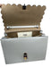 Fendi White Leather Scalloped Silver Tone Hardware Flap Top Shoulder Bag White