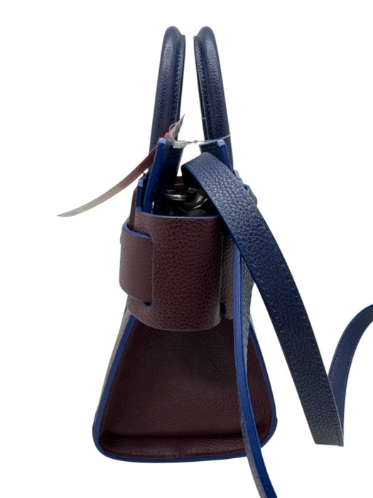 Givenchy Burgundy & Blue Leather Open Top Crossbody Color Block Tote Bag Burgundy & Blue