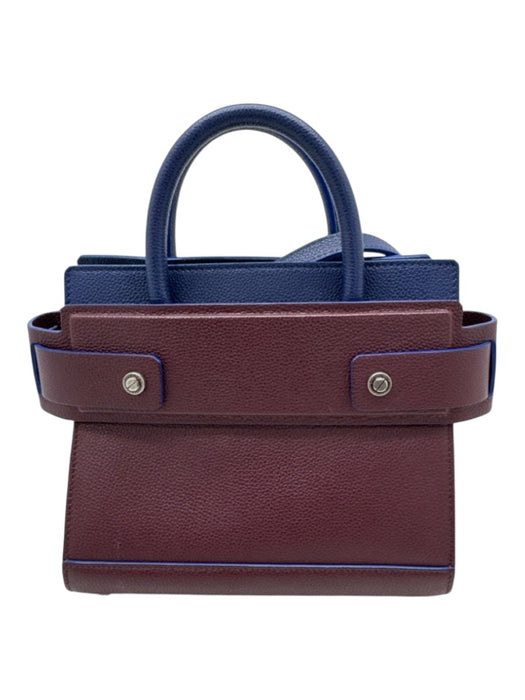 Givenchy Burgundy & Blue Leather Open Top Crossbody Color Block Tote Bag Burgundy & Blue