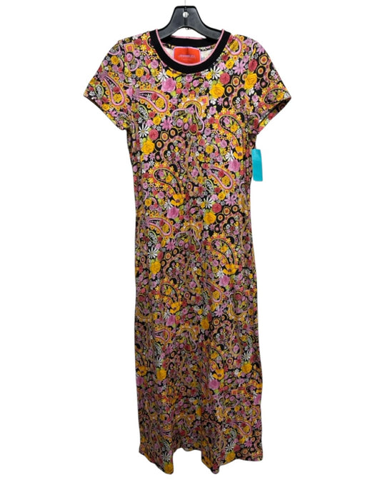 La Double J Size XS Pink, Yellow, Multi Cotton Short Sleeve Mixed Floral Dress Pink, Yellow, Multi / XS
