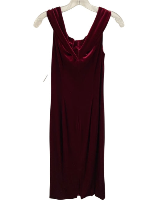 Theia Size 2 Red Polyester Blend Velvet Off Shoulder Sleeveless Back Zip Dress Red / 2