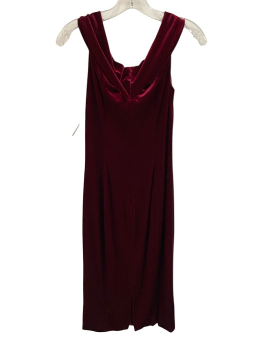 Theia Size 2 Red Polyester Blend Velvet Off Shoulder Sleeveless Back Zip Dress Red / 2