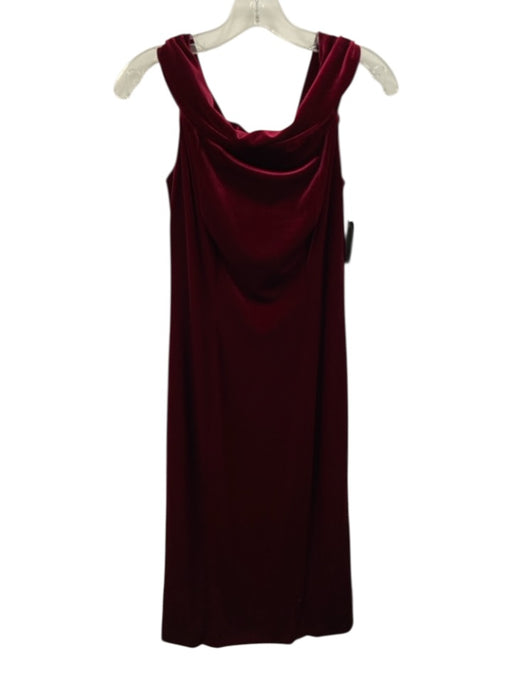 Theia Size 2 Red Polyester Blend Velvet Off Shoulder Sleeveless Back Zip Dress Red / 2