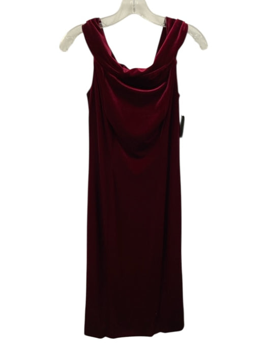 Theia Size 2 Red Polyester Blend Velvet Off Shoulder Sleeveless Back Zip Dress Red / 2