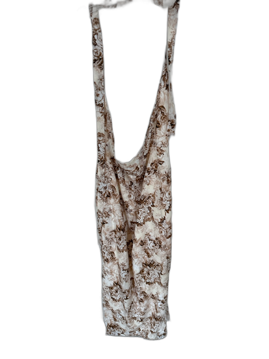 Lioness Size S Taupe & Beige Polyester Maxi neck tie Back Opening Floral Dress Taupe & Beige / S