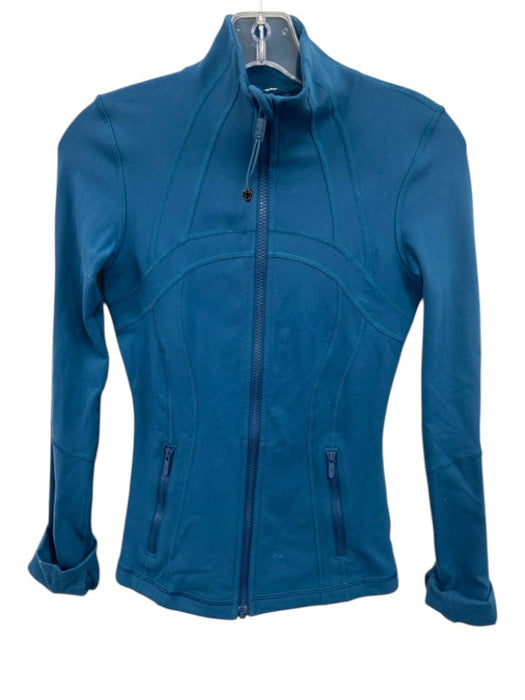 Lululemon Size 2 Teal Blue Missing Fabric Tag High Neck seam detail Jacket Teal Blue / 2