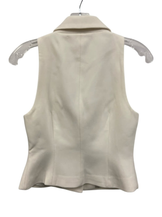 Meshki Size S Cream White Polyester Blend Button Front Sleeveless V Neck Vest Cream White / S