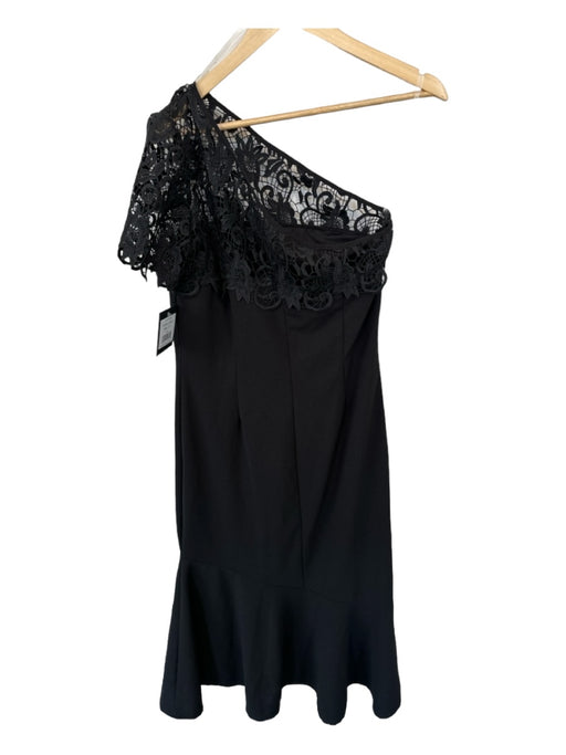 Marina Size 12 Black Polyester Blend One Shoulder Lace Gown Black / 12