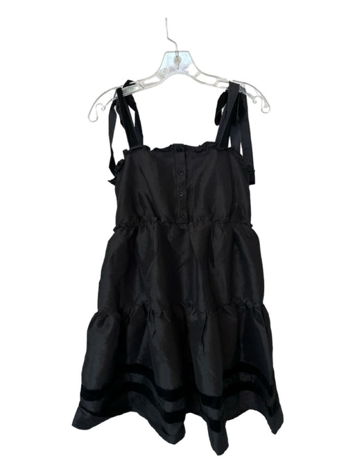 The Shirt Size M Black Polyester Blend Velvet Detail Baby Doll Dress Black / M