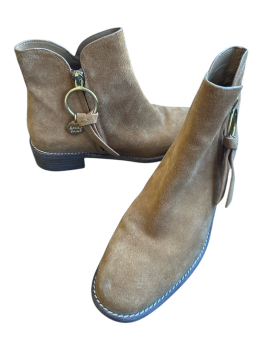 See By Chloe Shoe Size 38 Tan Suede Tassel Gold Hardware Heel Booties Tan / 38