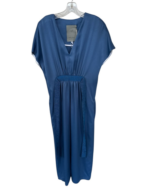 Nata Jamson Size 4 Blue V Neck Sleeveless Belt Scrunched Dress Blue / 4