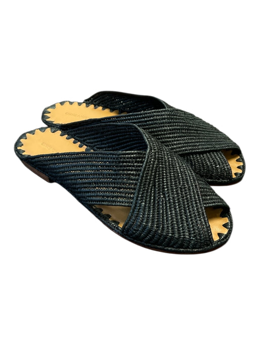 Carrie Forbes Shoe Size 42 Black Straw Woven Slide Flats Shoes Black / 42