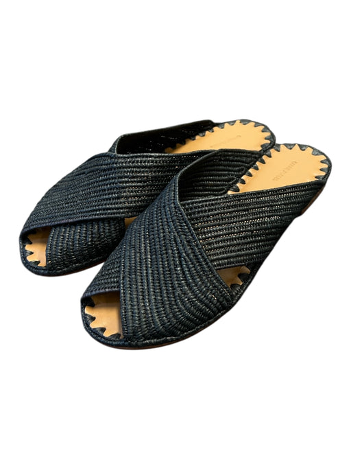 Carrie Forbes Shoe Size 42 Black Straw Woven Slide Flats Shoes Black / 42