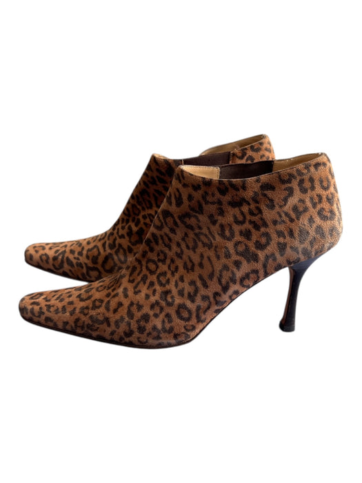 Isaac Mizrahi Shoe Size 11 Tan & Brown Print Suede Leopard Ankle Heel Booties Tan & Brown Print / 11