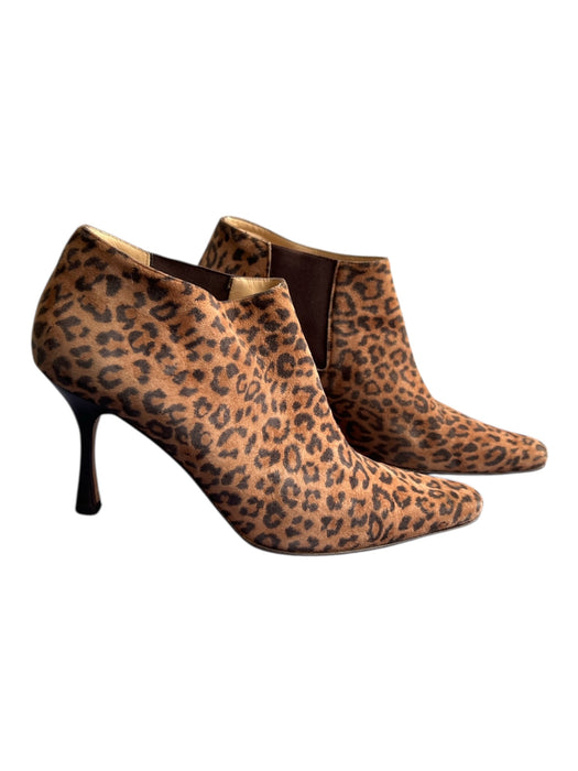 Isaac Mizrahi Shoe Size 11 Tan & Brown Print Suede Leopard Ankle Heel Booties Tan & Brown Print / 11