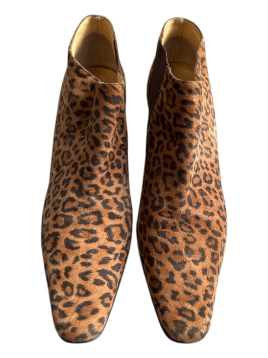 Isaac Mizrahi Shoe Size 11 Tan & Brown Print Suede Leopard Ankle Heel Booties Tan & Brown Print / 11