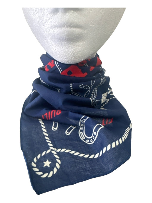 Double RL Blue Red & White Cotton Jean Print Square Western Logo scarf Blue Red & White / One Size