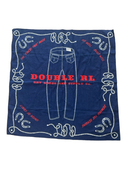 Double RL Blue Red & White Cotton Jean Print Square Western Logo scarf Blue Red & White / One Size