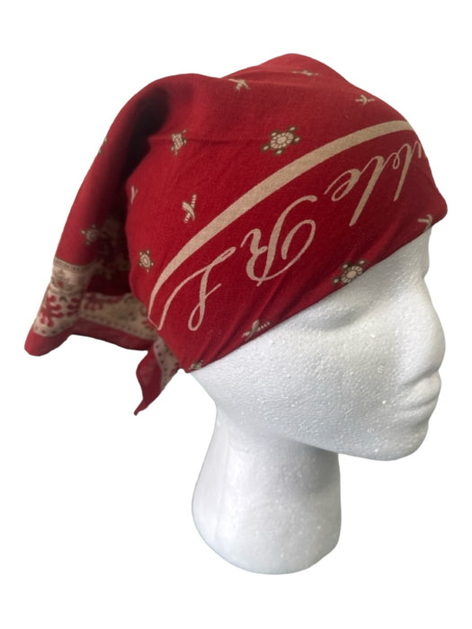 Double RL red & cream Cotton Sqaure Floral Paisley Logo scarf red & cream / One Size