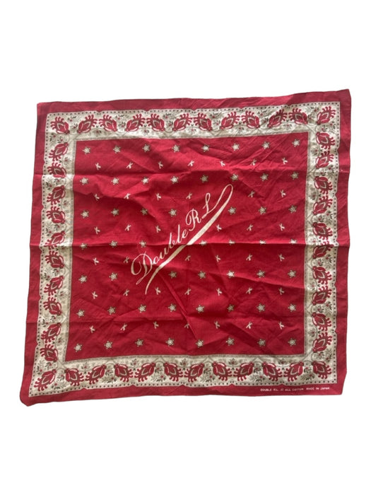 Double RL red & cream Cotton Sqaure Floral Paisley Logo scarf red & cream / One Size