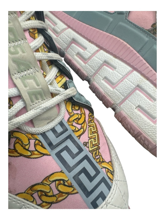 Versace Shoe Size 41 White Pink Blue Black Synthetic round toe lace up Sneakers White Pink Blue Black / 41