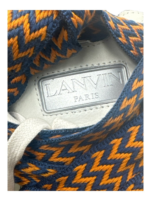 Lanvin Shoe Size 43 White Orange Blue Leather round toe Wide Laces Sneakers White Orange Blue / 43