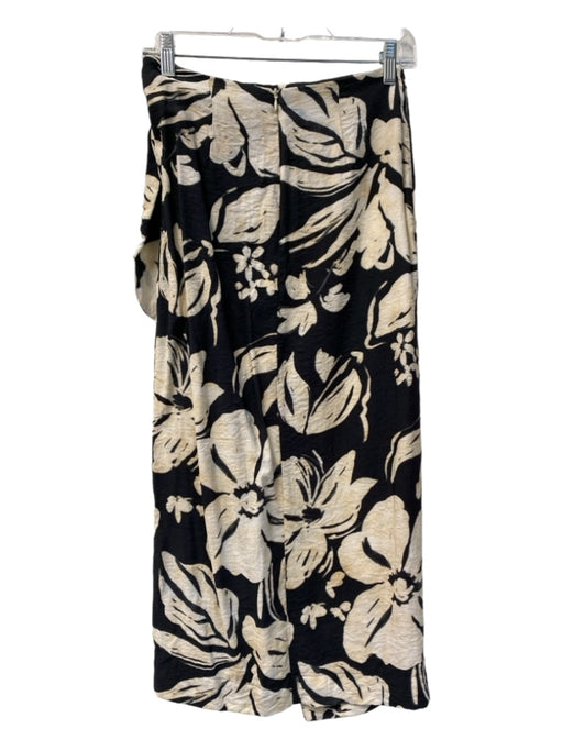 MNG Size S Black & Tan Viscose Maxi Faux Wrap Floral Back Zip Skirt Black & Tan / S