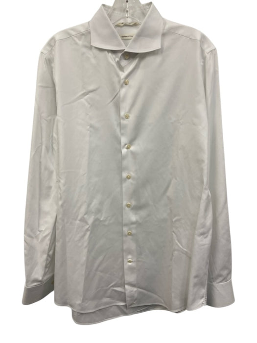 Suitsupply Size 16.5 White Cotton Solid Button Down Men's Long Sleeve Shirt White / 16.5