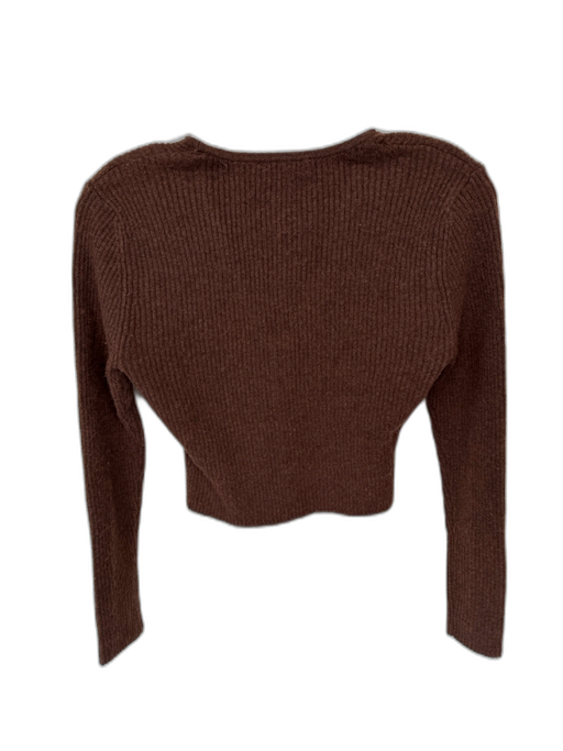 Cynthia Rowley Size XS Brown Acrylic Blend Long Sleeve Ribbed Cardigan Sweater Brown / XS