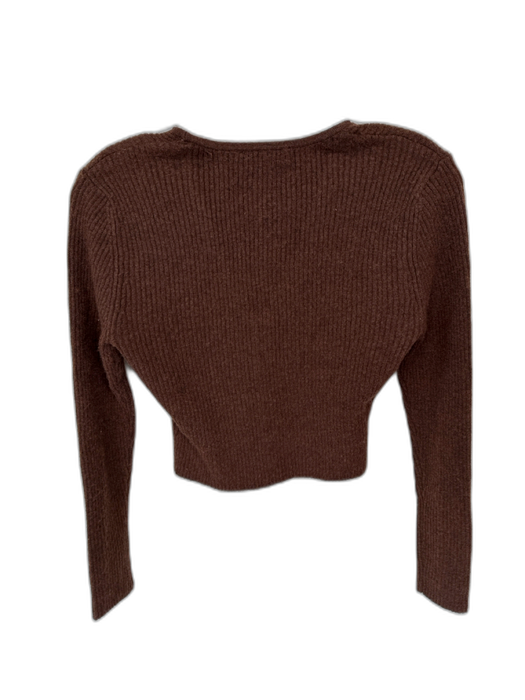 Cynthia Rowley Size XS Brown Acrylic Blend Long Sleeve Ribbed Cardigan Sweater Brown / XS