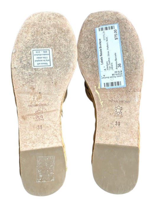 Paloma Barcelo Shoe Size 36 Tan Leather Straw Platform Mule Wedges Tan / 36