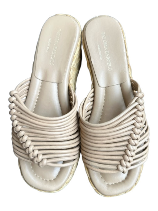 Paloma Barcelo Shoe Size 36 Tan Leather Straw Platform Mule Wedges Tan / 36