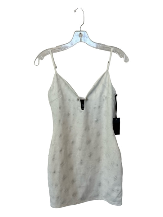 h:ours Size S White & Silver Polyester Blend Spaghetti Strap Polka Dot Dress White & Silver / S