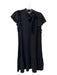 Lilla P Size S Black Viscose Blend Tie Neck Mock Neck Ruffle Short Sleeve Dress Black / S