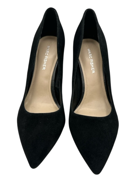 Marc Fisher Shoe Size 7 Black Suede Pointed Toe Stacked Heel Pumps Black / 7