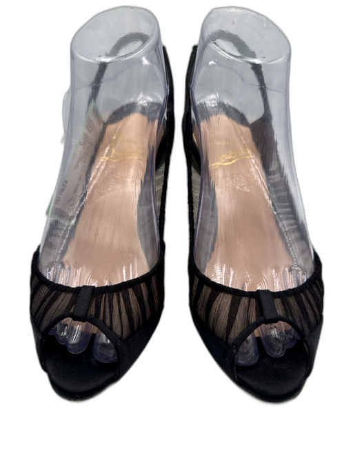 Christian Louboutin Shoe Size 37.5 Black & Red Tulle Stiletto Peep Toe Sandals Black & Red / 37.5