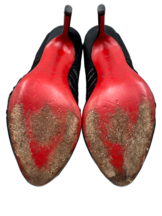 Christian Louboutin Shoe Size 37.5 Black & Red Tulle Stiletto Peep Toe Sandals Black & Red / 37.5