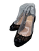 Christian Louboutin Shoe Size 37.5 Black & Red Tulle Stiletto Peep Toe Sandals Black & Red / 37.5