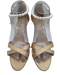 Manolo Blahnik Shoe Size 37.5 Beige Satin open toe Pearl Detail Sandals Beige / 37.5