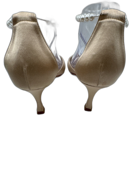 Manolo Blahnik Shoe Size 37.5 Beige Satin open toe Pearl Detail Sandals Beige / 37.5