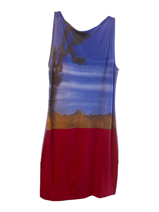 Cultura Size L Purple Polymide Sheer Paneling Graphic Print Sleeveless Dress Purple / L
