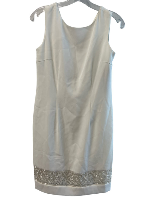 Jones New York Size 6P Off White Triacetate Solid Sheer Panel Sleeveless Dress Off White / 6P