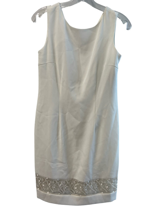 Jones New York Size 6P Off White Triacetate Solid Sheer Panel Sleeveless Dress Off White / 6P